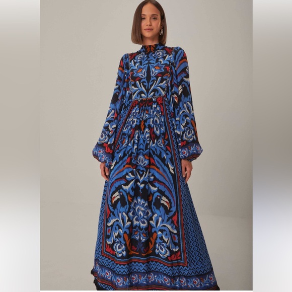 Farm Rio Black Toucans Scarf Long Sleeve Maxi Dress - Picture 2 of 9